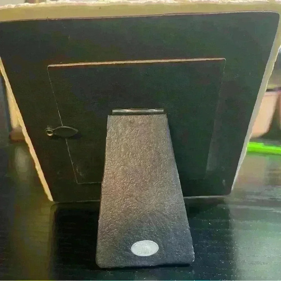 Square Resin Frame W/ Pink Roses Cream Colored Cross Stitch Letter E W/ Roses - Picture 6 of 7